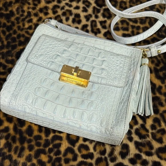 Brahmin Sky Blue Embossed Crossbody Bag - Picture 1 of 8